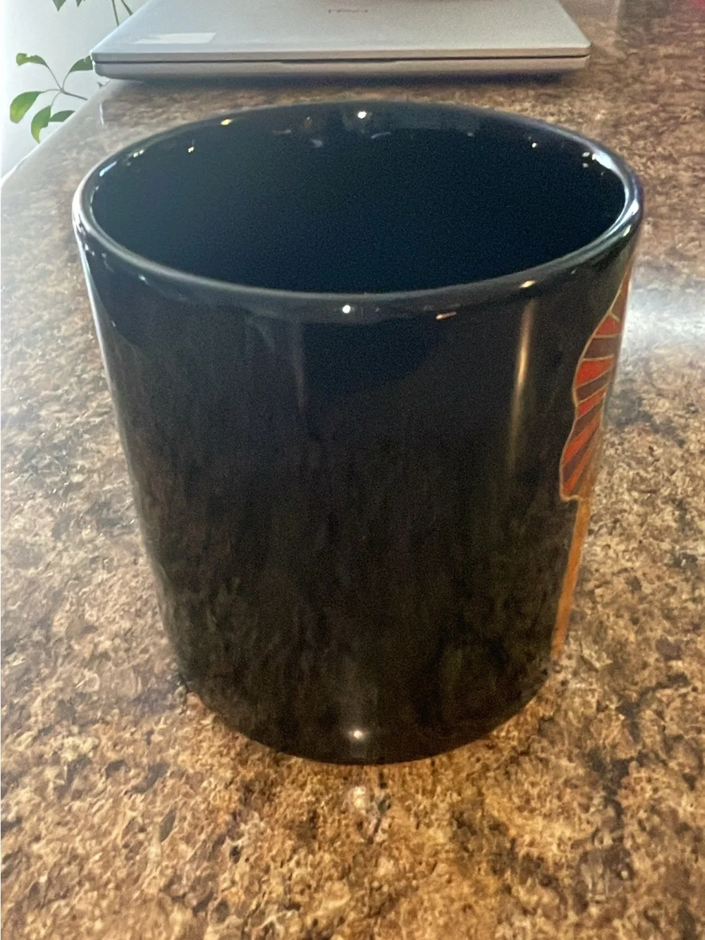 Laurel Burch Black Ceramic Mug with Orange Cat and Multicolor Mane